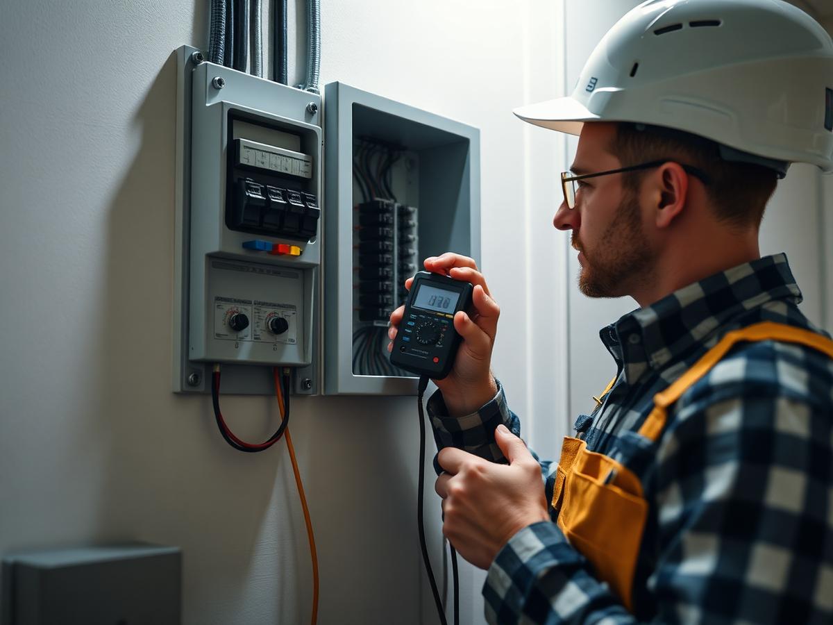 Electrician upgrading a consumer unit