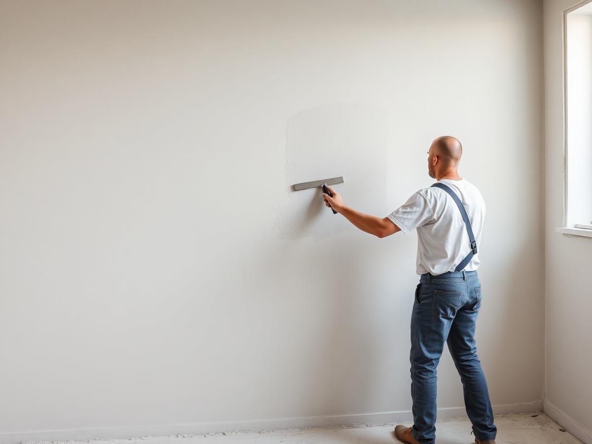 Freshly skimmed walls in a renovated room